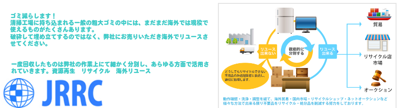 清掃工場などで捨てられるものにはまだまだ使えるものや海外でリユースされるものがたくさんあります。弊社で買い取らせてください!弊社作業上へ持込でさらにお得になります。